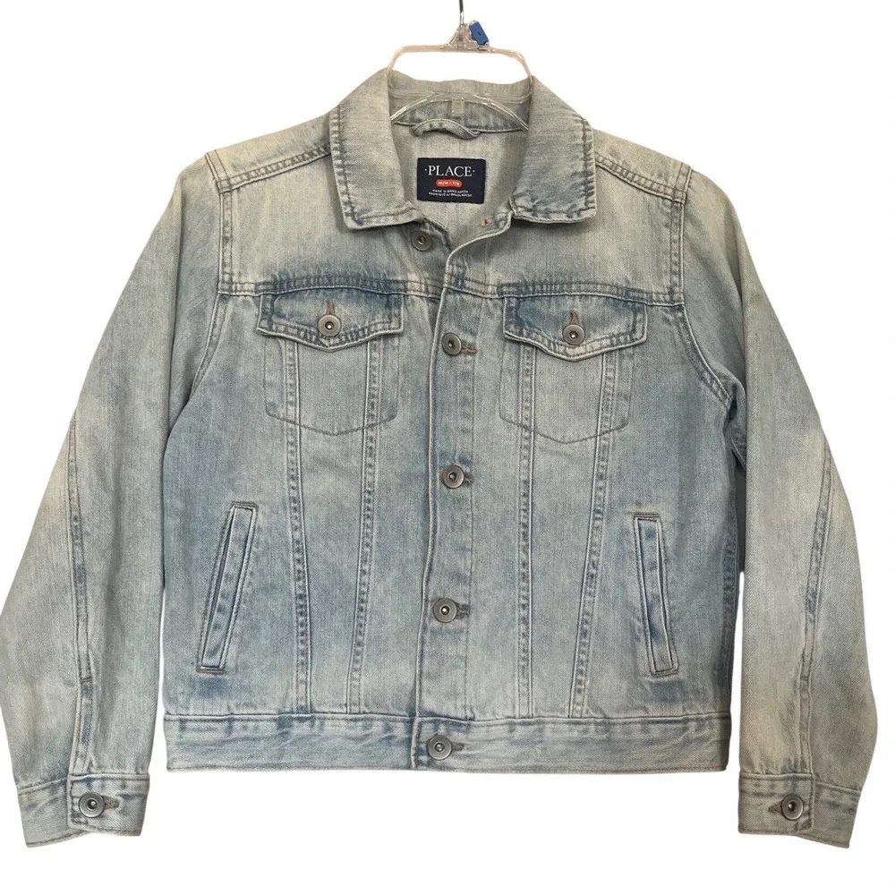 The Childrens Place Boys Super Mario Custom Hand Painted Denim Jacket Size M 7/8